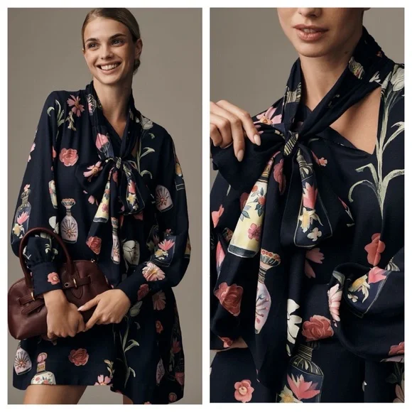 comfortable mini dress Petite Black Floral Embroidered Nova Mini Dress